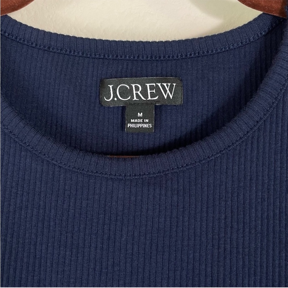 J. Crew Deep Blue Ribbed Knit Top - Picture 3 of 6